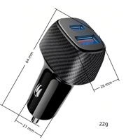Adaptateur allume-cigare pour voiture 48W PD20W QC3.0 2 X USB avec câble rétractable, charge rapide écologique pour Android