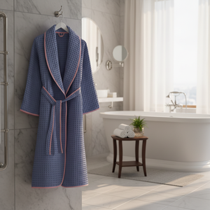 Albornoz con cuello chal de gofres de algodón 100% para hombres y mujeres, bata de Hotel de Spa Unisex de algodón turco absorbente, cómoda y acogedora Loungewea - Product Image 3