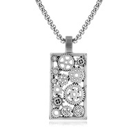 Collier à engrenages rotatifs directement de l'usine |   Pendentif en acier inoxydable 316L de précision |   Bijoux personnalisés OEM/ODM