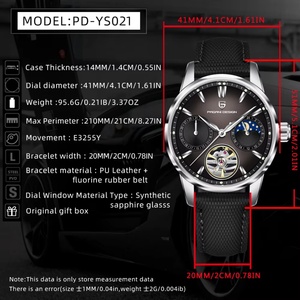Montres pour hommes PAGANI DESIGN PD-YS021, montre automatique mécanique, tourbillon, montre en cuir PU, étanche, montre-bracelet - Product Image 6