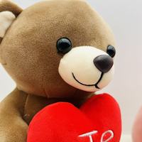 Lindo Oso de Peluche con Corazón Rojo, Peluche Suave para Regalo de San Valentín/Aniversario