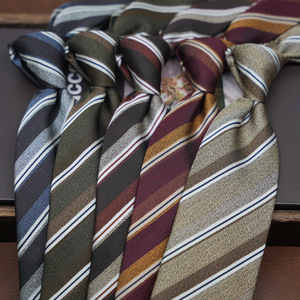 Men's Business Classic Vintage Brown <strong>Red</strong> Navy BlueSilk Striped Neck <strong>Ties</strong> Men - Product Image 2