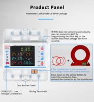 Compteur d'énergie intelligent photovoltaïque 3P4W 100A 3P+N Rail DIN Protection contre les fuites Multifonctionnel Compteur d'énergie DDTS6619-3P+N-Leakage