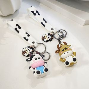 New Cartoon Cow Keychain 3D Soft Silicone Car Keychain Cute Animal <b>Bag</b> Pendant Couple Cartoon Keychain Promotional <b>Gift</b> - Product Image 4