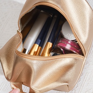 Promotion Pu Leather Shopping Handle <b>Bag</b> With Zipper Custom Logo Printed <b>Makeup</b> Cosmetic Handle Waterproof Leather <b>Bag</b> - Product Image 2