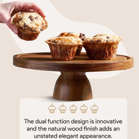Support à gâteau en bois avec dôme en PET, présentoir alimentaire en bois d'acacia pour boulangerie, restaurant, fabricant OEM