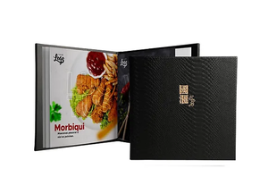 Expédition rapide, menu de restaurant personnalisé, couverture de menu en cuir PU noir, porte-menu à rabat, porte-cartes de menu pour hôtel, bar, café - Product Image 2