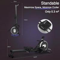 Vente flash - Rameur pliable professionnel silencieux de 162 cm, noir mat, résistance magnétique, pour la maison