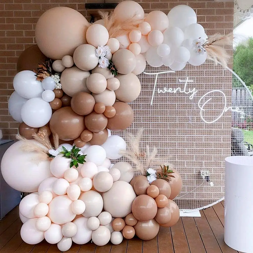 126PCS Brown And Nude Balloons Garland Arch Kit DIY Latex ballon Sets Birthday Party Baby Shower Decor Double Stuffed Garland