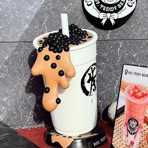 <span class=keywords><strong>Buuble</strong></span> tasse à thé résine Statue Sculpture fibre de verre lait tasse à thé modèle pour Dessert boutique décor - Product Image 5