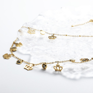 Le Japon et la Corée du Sud ins style élégant <span class=keywords><strong>bijoux</strong></span> en <span class=keywords><strong>acier</strong></span> au titane couronne creuse bracelet collier ensemble accessoires en gros - Product Image 1