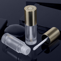 Blanc et or rose bouteille de teinte à lèvres grasse de luxe ronde grosse feuille d'or de 6ml tubes de brillant à lèvres clair argenté avec logo