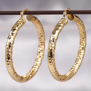 Golden Geometric <b>Hoop</b> <b>Earrings</b> For Women Classic Everyday Wear <b>Fine</b> Jewelry Gold <b>Earrings</b> - Product Image 3