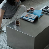 Table basse Bauhaus pour salon, table centrale de canapé en acier inoxydable, table basse rectangulaire moderne et minimaliste