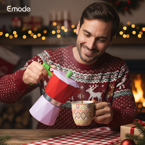 Emode Phong Cách Mới Đầy Màu Sắc Moka Nồi Nhôm Bền Cà Phê Maker Với Xử Lý - Product Image 3