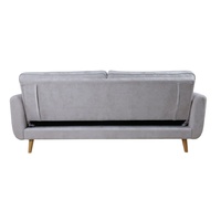 Canapé-lit en tissu gris clair pliable convertible avec pieds en bois pour salon, chambre, appartement, meubles de maison