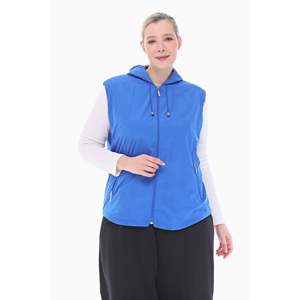 เสื้อกั๊กมีฮู้ดบุขนแกะสีฟ้าอ่อนสำหรับผู้หญิง ยี่ห้อเวเทร ขนาด 75 ซม. ไซส์ 36-60 กันน้ำได้ สไตล์ลำลอง แฟชั่นเรียบร้อย - Product Image 1