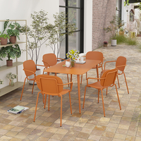 Ensemble de table et chaises de jardin pour villa, terrasse, patio, balcon, mobilier moderne en métal avec coussins pour hôtel, jardin