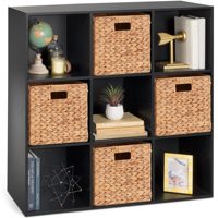 Étagère de rangement moderne en bois avec panneaux arrière amovibles, 9 compartiments cubes, pour livres et objets