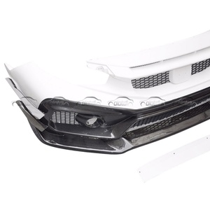 Carbon + FRP Front Bumper Lip Spoiler Side Skirts <b>Splitters</b> Canards Trims Grille for Honda Civic 10TH FK8 VRS Style Body Kits - Product Image 5