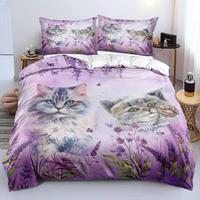 Set Sprei Motif Bunga Microfiber Halus Cetak Digital 3D Kartun Nordik Putih Dropshipping OEM Custom