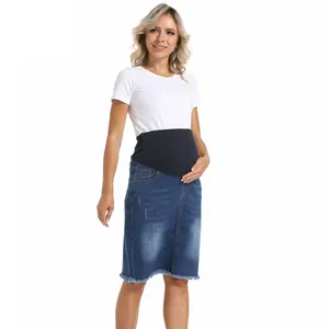 Элегантная Одежда для беременных с высокой талией повседневные джинсовые эластичные джинсовые юбки для беременных