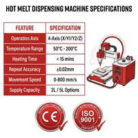 Máquina Dispensadora Automática de Pegamento Termofusible, Robot de Dosificación de Líquido con Válvula de Calentamiento de Doble Eje, Temperatura Constante, CE ISO 9001