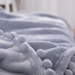 Gran oferta, manta tejida <span class=keywords><strong>con</strong></span> flecos y borlas de <span class=keywords><strong>pompones</strong></span> a cuadros de lana suave de estilo bohemio para decoración del hogar y uso en la cama, estilo liso - Product Image 6