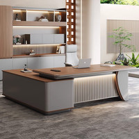 Bureau de direction en PVC en forme de L, style moderne et simple, pour superviseur ou manager, avec chaise, combinaison luxe léger