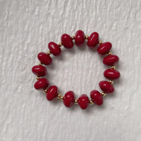 Bracelets tendance en perles de plastique rouge en forme de larme, plaqués or, en laiton, pour un usage quotidien, bracelet de fête