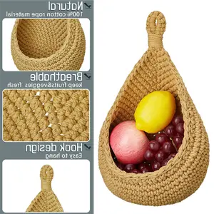 Hanging Wicker Basket Wall Vegetable Basket3Layer Cotton Door Storage Toy Fruit 3 Layer Jute Kitchen Ecological Teardrops