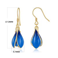 Boucles d'oreilles pendantes en forme de tulipe blanche et bleue plaquées or 18 carats YBO pour femmes, bijoux fins pour mariage ou fête, style tendance
