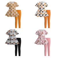 Ensembles de Vêtements Décontractés et Respirants pour Enfants : Tenues d'Automne, Costumes d'Halloween, et Vêtements de Boutique en Soie de Lait pour Filles (Motif Citrouille)