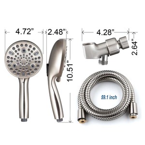 Juego de Ducha de Mano con 10 Funciones, Acabado Níquel Cepillado, Manguera de 59 Pulgadas, Boquillas de Silicona Fáciles de Limpiar, Juego de Ducha para Baño - Product Image 3