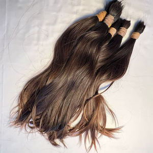 Perruques d'extensions de queues de cheval en cheveux humains à tressage brun <span class=keywords><strong>clair</strong></span> non traité à double tirage - Product Image 1
