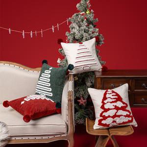 Christmas Tree Pattern Chenille Cushion Covers 45x45Cm Embroidered Square <b>Pillow</b> <b>Cases</b> For Living Room Home Decor - Product Image 1