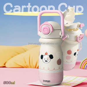 Bouteille d'<span class=keywords><strong>eau</strong></span> isotherme en gros à motif de dessin animé, gobelet en acier inoxydable avec paille et poignée de transport pour enfants, école, sport, cadeau 2026 - Product Image 5