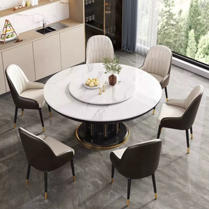 <span class=keywords><strong>Mesa</strong></span> <span class=keywords><strong>de</strong></span> Comedor <span class=keywords><strong>Redonda</strong></span> <span class=keywords><strong>Extensible</strong></span> Moderna con Plato Giratorio Lazy Susan, Gran Superficie <span class=keywords><strong>de</strong></span> Mármol para Comedor Familiar <span class=keywords><strong>de</strong></span> 8-10 Personas - Product Image 5