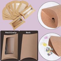 Kraftpapier-Kissenboxen mit Klarsichtfenster, Faltbare Kleine Geschenkverpackungen für Süßigkeiten, Schokolade, Kekse, Weihnachten, Hochzeit