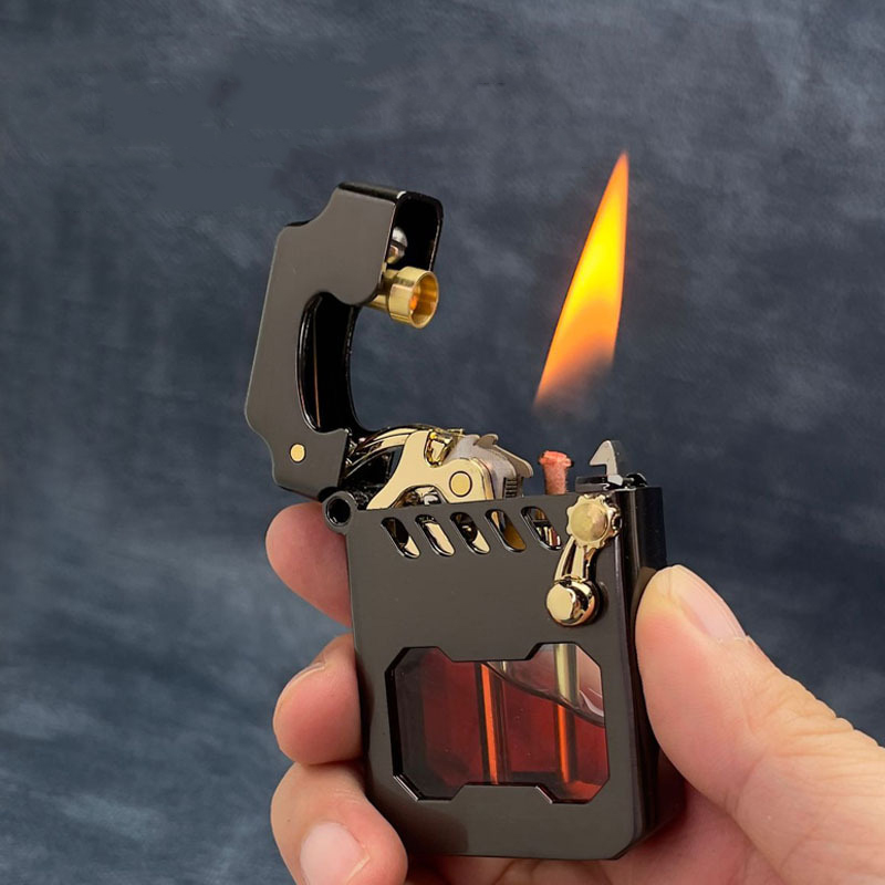 Classic Retro Kerosene Rocker Lighter - Windproof Oil Flint Lighter for  Outdoor Use, Camping & BBQ