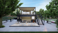 Conteneur d'expédition en acier modifié de café de maison préfabriquée de style européen de luxe conteneur modulaire de bureau de restaurant