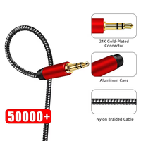 Câble auxiliaire blindé en PVC plaqué or 3,5 mm mâle-mâle pour voiture, audio stéréo sans perte, prise jack pour haut-parleur, longueur personnalisable