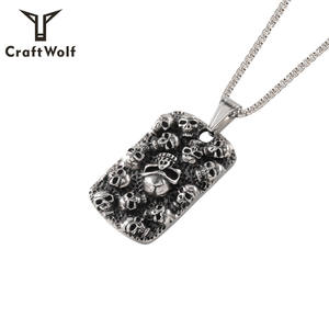 Mestiere Lupo hip hop dei monili di modo punk gotico Vichingo oro degli uomini delle donne In Rilievo personalizzato army Collana della catena del cranio - Product Image 3