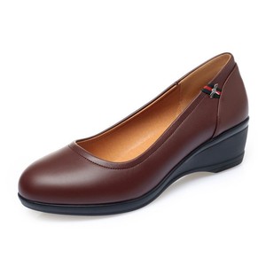 Dernières tendances de la mode, talons compensés confortables pour femmes, en cuir, antidérapants, sexy et chics, <span class=keywords><strong>chaussures</strong></span> de bureau <span class=keywords><strong>noires</strong></span> - Product Image 1