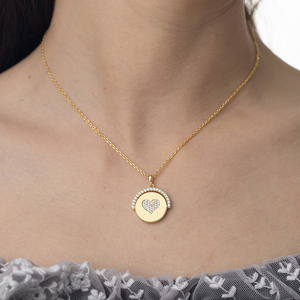Conjunto de Joyería para Mujer con Colgante de Moneda Giratoria con Corazón y Circonitas, Chapado en Oro de 14k y Plata de Ley 925 - Product Image 3