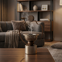 Brûleur d'encens en bois et métal de qualité supérieure, support pour Bakhoor, porte-charbon décoratif pour Oud arabe, parfum d'ambiance aromatique pour la maison