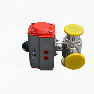 Válvula de Bola Neumática de Tres Vías de Acero Inoxidable 304 316, Conexión en T Industrial - Product Image 1