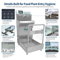 Station d'hygiène personnelle en acier inoxydable 304, directement de l'usine, avec écran tactile 7 pouces et barrière pivotante pour l'entrée des usines alimentaires