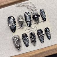 Faux ongles en acrylique faits à la main, vente en gros, motif 3D Flare pour fêtes et usage quotidien, style gothique personnalisé, en vrac