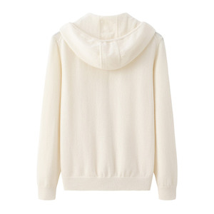 Sweat à capuche en tissu <span class=keywords><strong>cachemire</strong></span> de luxe 100% sweats à capuche zippés en <span class=keywords><strong>cachemire</strong></span> blanc pour femmes - Product Image 2